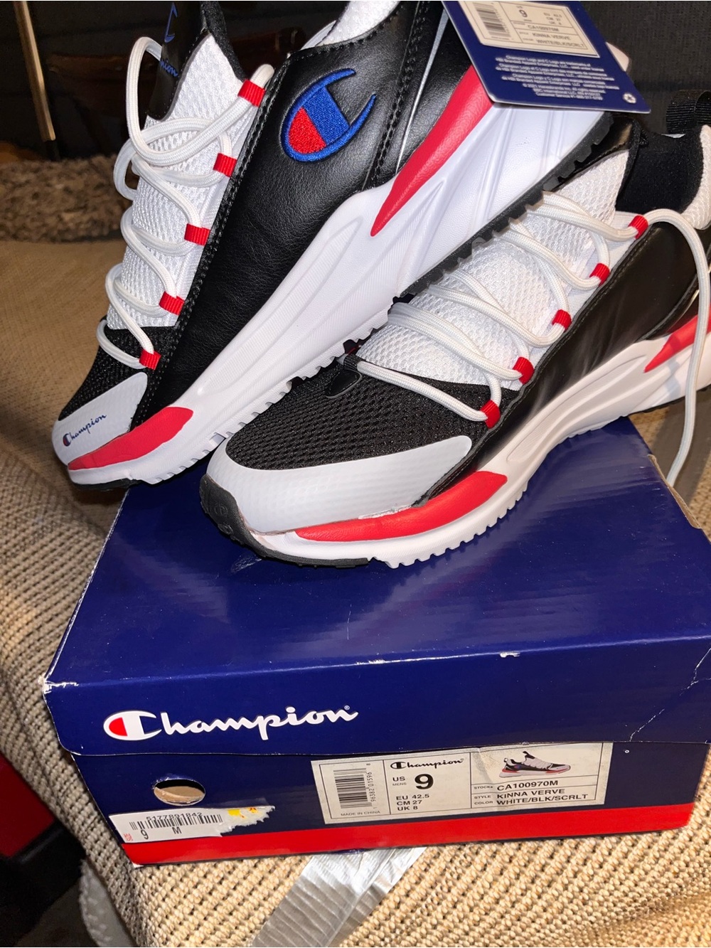 Champion Men’s White Black Red Athletic Sneakers